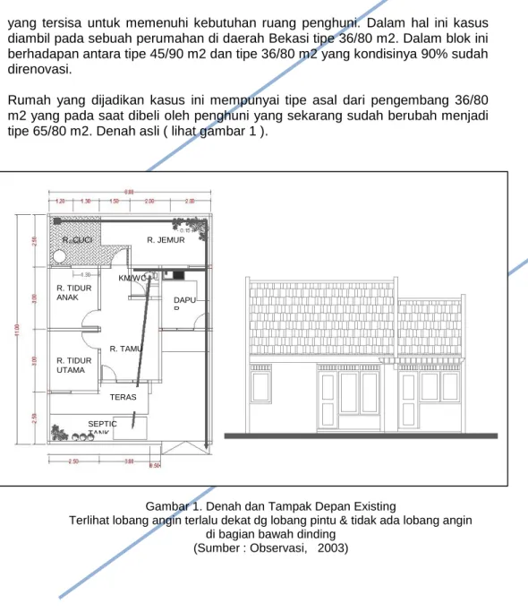 Gambar 1. Denah dan Tampak Depan Existing 