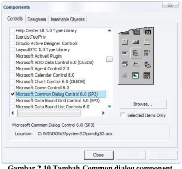 Gambar 2.10 Tambah Common dialog component.  