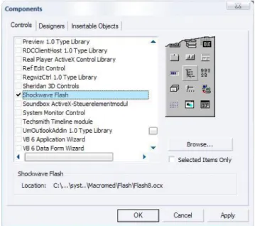 Gambar 2.9 Tambah shockwave flash component. 
