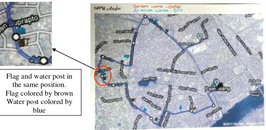 Figure 11. One of Student‘s Worksheet in Locating Flags and Water Posts in the Running               Route