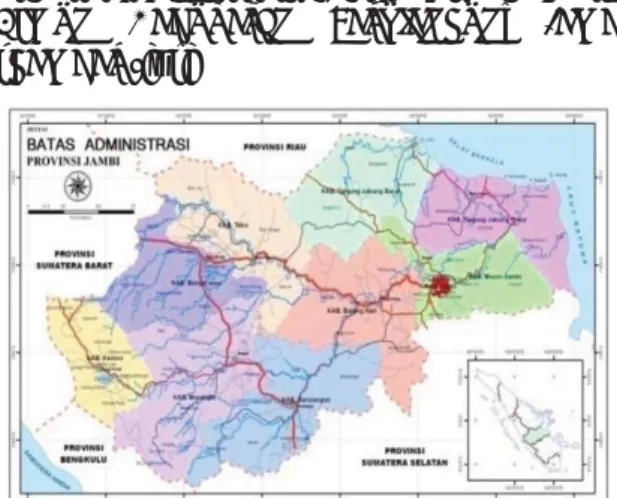 Gambar 1.  Lokasi penelitian (Bappeda  Provinsi Jambi. 2008). 