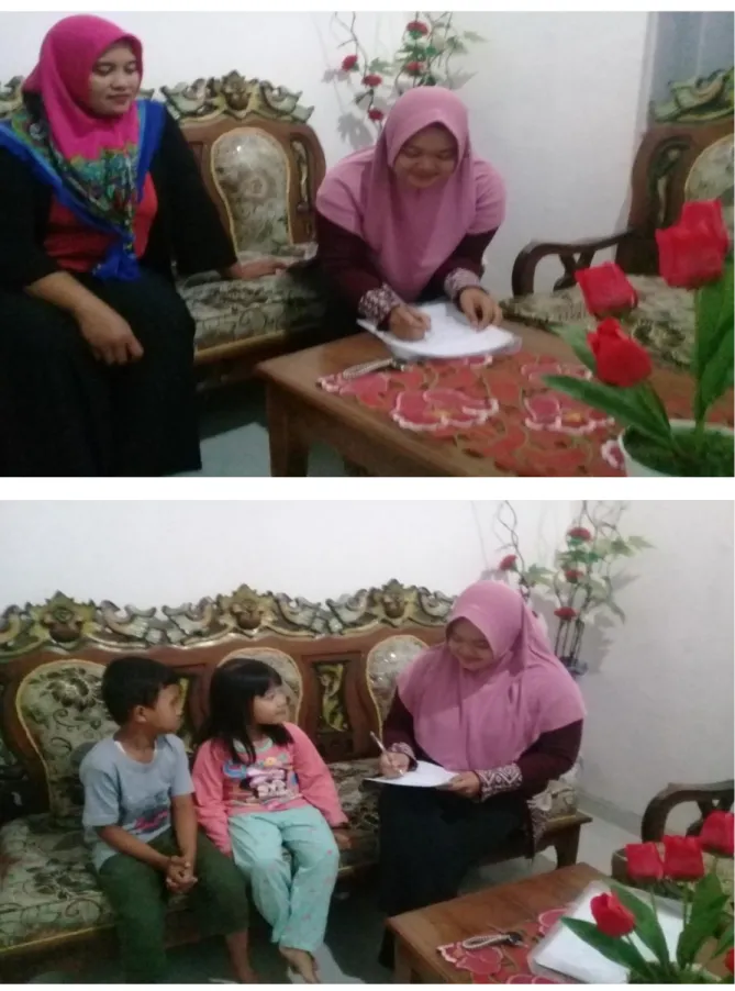 Gambar 1. Wawancara dengan Ibu Sarmini dan Hanif Fadil Dinata (5 Tahun). 
