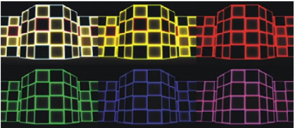 Gambar 7. Simulasi Pencahayaan Garis Changing Colour menggunakan Hilio OLED Line Lights RGB