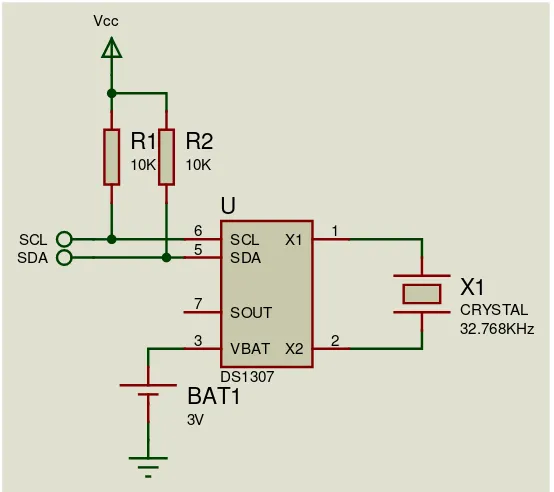 Gambar 3.2 Hubungan RTC DS 1307 dengan Mikrokontroler 