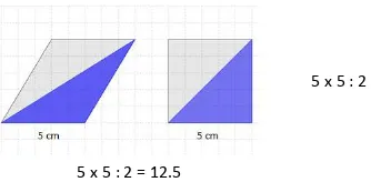 Figure 4.18. Applying the area formula of rectangle and halving it 