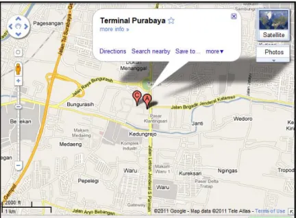Gambar 2.1 Letak Terminal Purabaya.  (sumber:   http://www.maplandia.com/indonesia/jawa-timur/gresik/surabaya/buildings/purabaya-terminal/) 