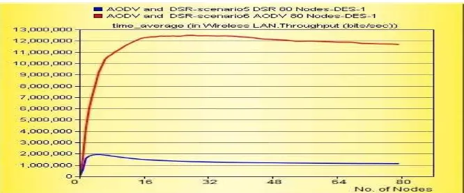 Figure 15. Throughput for AODV and DSR. 