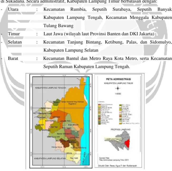 Gambar 3.1. Peta Administrasi Kabupaten Lampung Timur  Sumber: www.bandarlampungku.com, 2016 