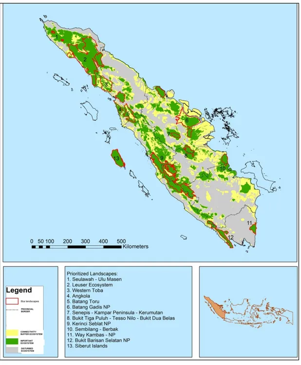 Gambar	
  2.	
  Peta	
  Bentang	
  Alam	
  Prioritas	
  TFCA-­‐Sumatera	
   	
  