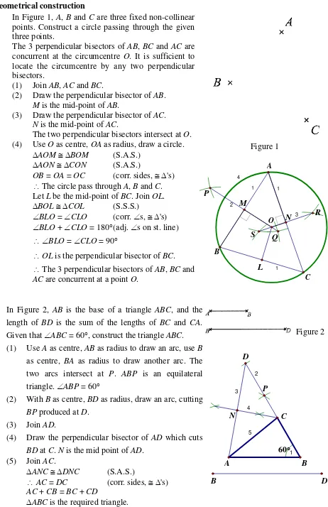Use O as centre, OA as radius, draw a circle. AOM  BOM (S.A.S.) Figure 1 