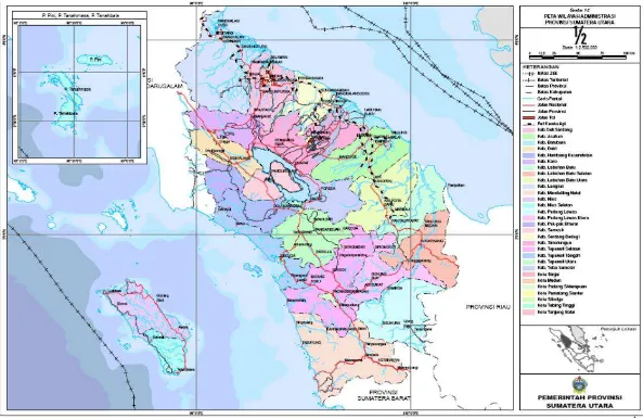 Gambar 3.2 Peta ruas jalan nasional Provinsi Sumatera Utara