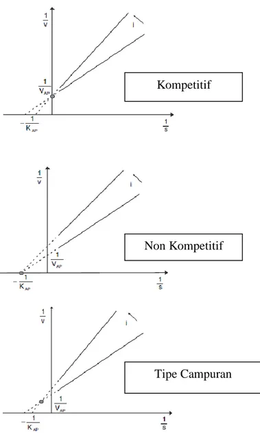 Gambar 1. Grafik macam kinetika penghambatan (Illanes et al., 2008) 