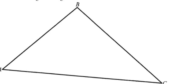 Figure 1 shows a ABC. Construct a circle with centre O inside the triangle such that the three sides of the triangle are tangents to the circle