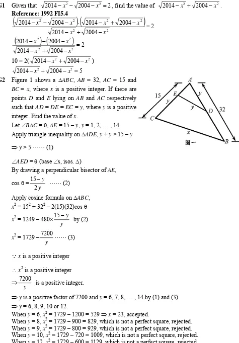 Figure 1 shows a ABC, AB = 32, AC = 15 and 