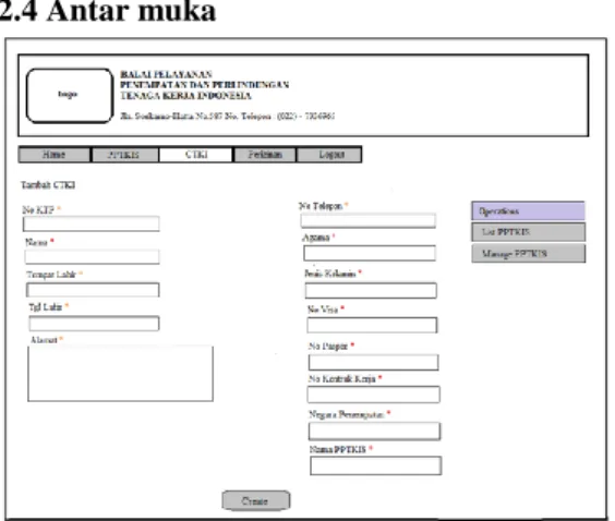 Gambar 5 Format Halaman Entry Data CTKI 