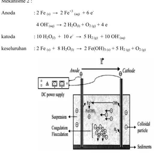Gambar 2.3. Proses Elektrokoagulasi dengan Elektroda Besi 