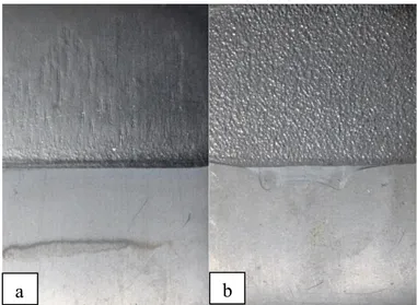Gambar 4.2 (a) Hasil anodizing selama 15 menit dengan suhu kamar   (b) Hasil anodizing selama 15 menit dengan suhu elektrolit  