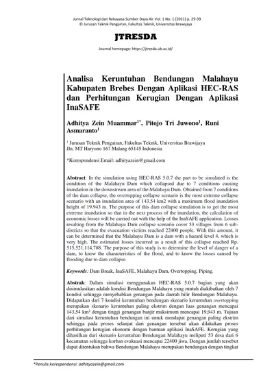 Jurnal Teknologi Dan Rekayasa Sumber Daya Air Vol. 1 No. 1 (2021) P ...