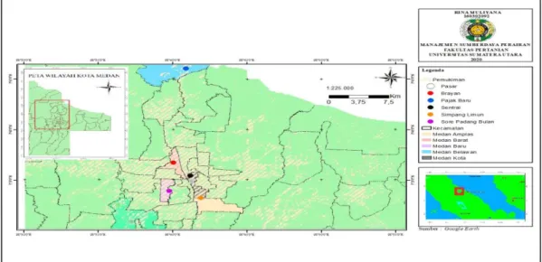 Gambar 4. Peta lokasi penelitian di kota Medan. 