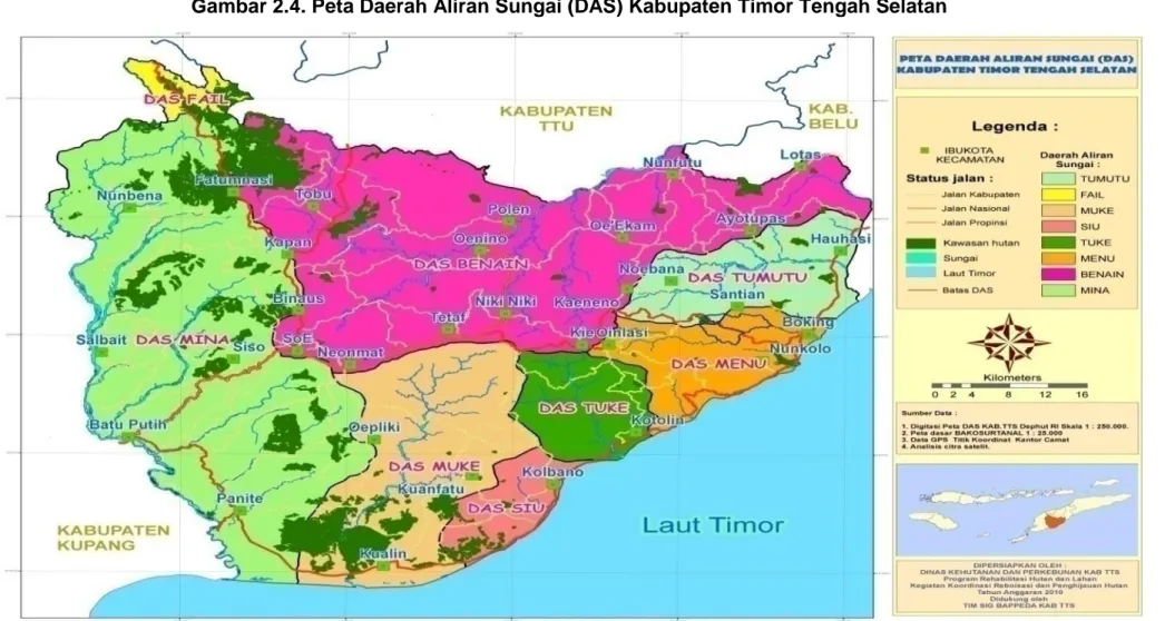 Gambar 2.4. Peta Daerah Aliran Sungai (DAS) Kabupaten Timor Tengah Selatan
