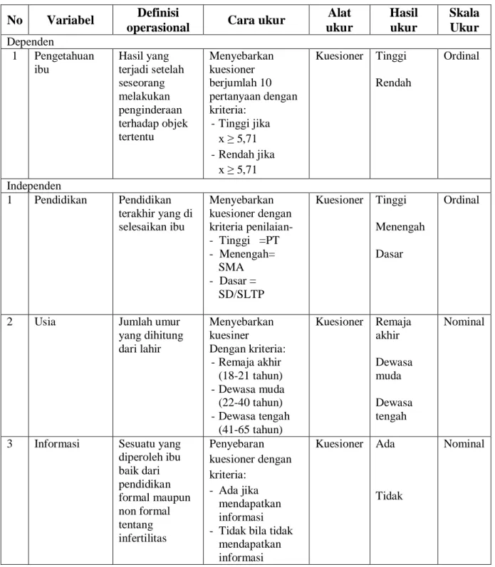 Tabel 3.1 Definisi Operasional 