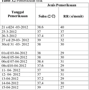 Tabel 3.2 Pemeriksaan fisik 