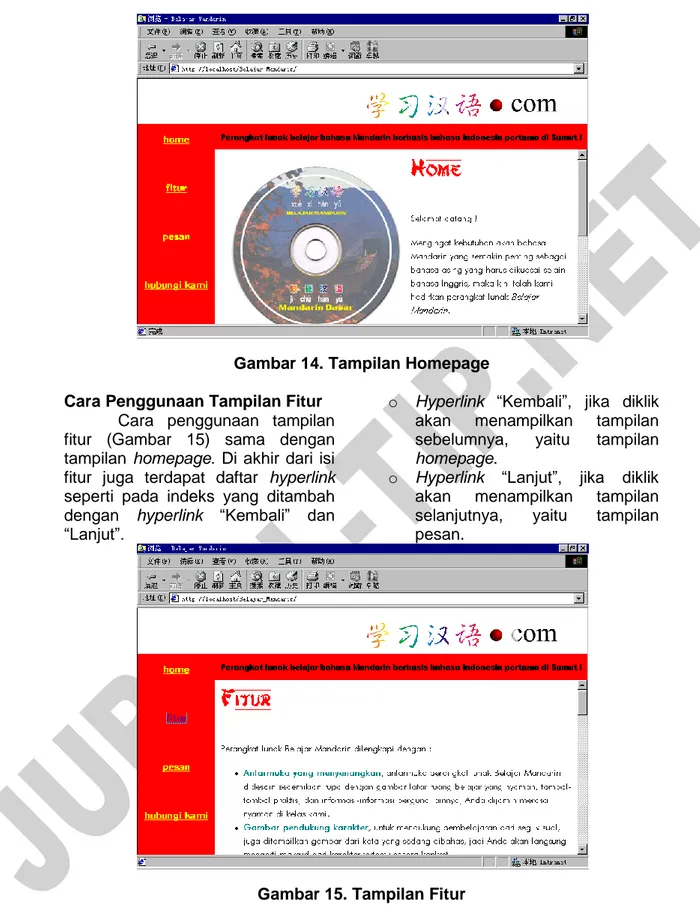 Gambar 14. Tampilan Homepage  Cara Penggunaan Tampilan Fitur 