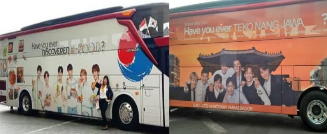 Gambar 2. Logo Slogan pariwisata Korea Selatan “Imagine Your Korea ” di bus patas  Teko Nang Jawa 2019 