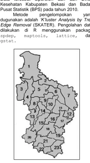 Gambar 1. Peta Kabupaten Bekasi (23  kecamatan) 