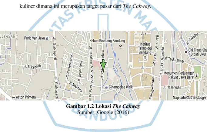 Gambar 1.2 Lokasi The Cakway  Sumber: Google (2016) 