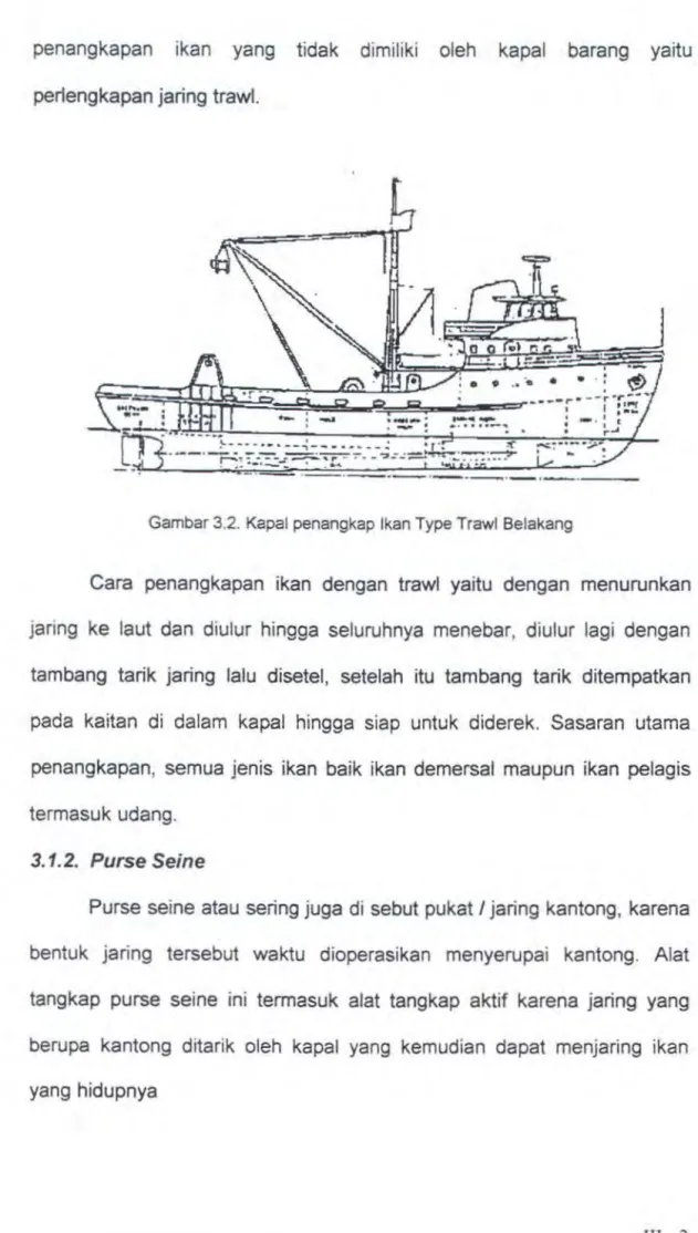 Gambar 3.2.  Kapal penangkap lkan Type Trawl Belakang 