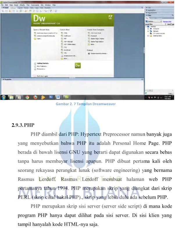 Gambar 2. 7 Tampilan Dreamweaver