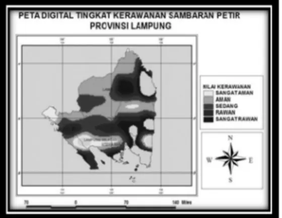 Gambar 3. Peta Digital Tingkat Kerawanan  Sambaran Petir Provinsi Lampung [10] 