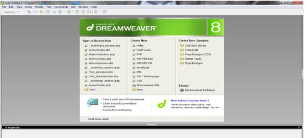 Gambar 2.6 Contoh Interface Macromedia Dreamweaver 