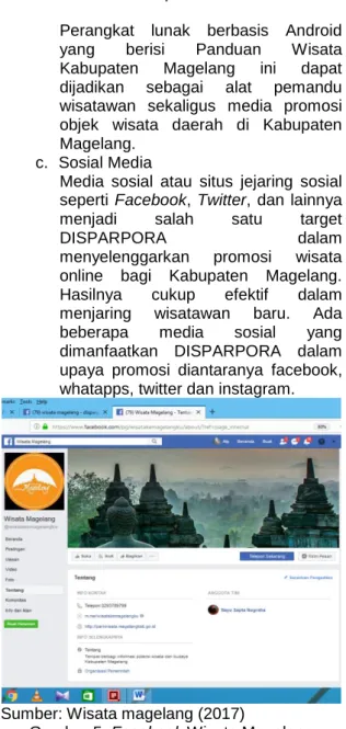 Gambar 5. Facebook Wisata Magelang 