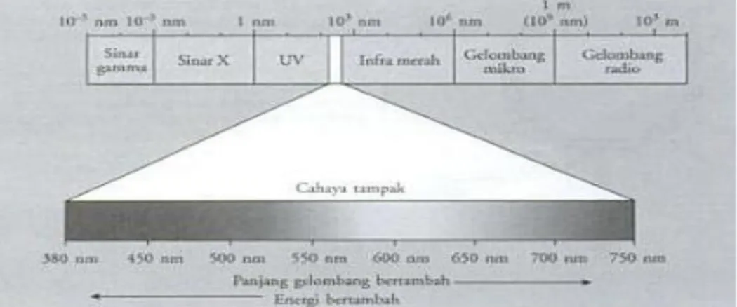 Gambar 4. Spektrum Elektromagnetik   Sumber : Giancoli (2001:227) 