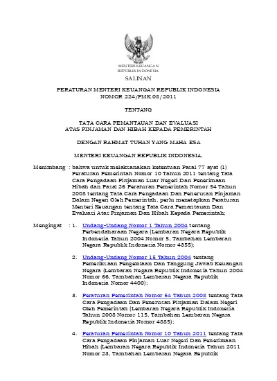 SALINAN PERATURAN MENTERI KEUANGAN REPUBLIK INDONESIA NOMOR 224/PMK.08/ ...