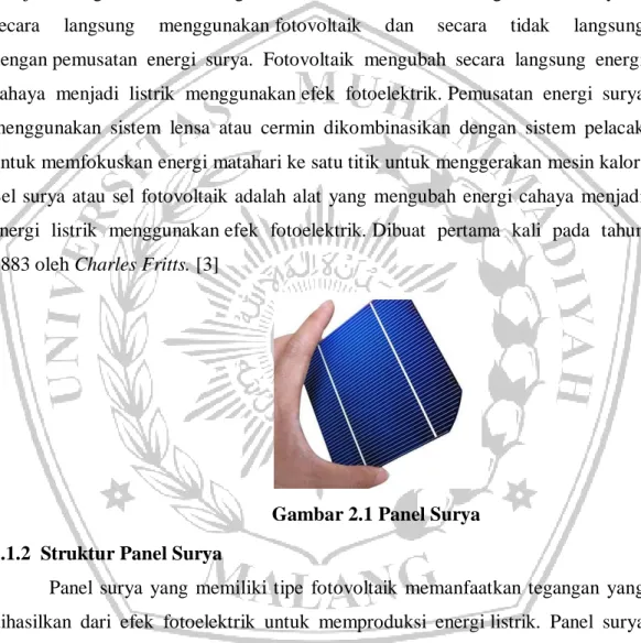 Gambar 2.1 Panel Surya  2.1.2  Struktur Panel Surya  