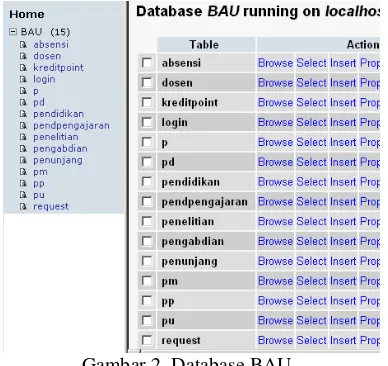 Gambar 2. Database BAU 