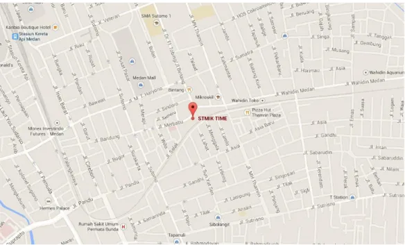 Gambar 3.1 Lokasi Penelitian STMIK TIME  ( Sumber : Google Map ) 