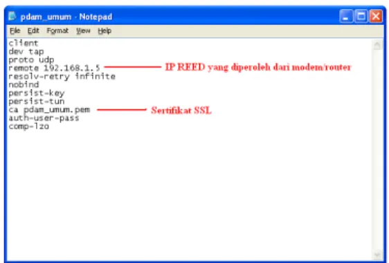 Gambar di atas menunjukkan bahwa program OpenVPN client telah terinstall dalam komputer client