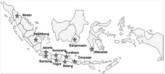 Gambar 5.  Peta lokasi 11 MBDC yang tersebar diseluuh Indonesia 