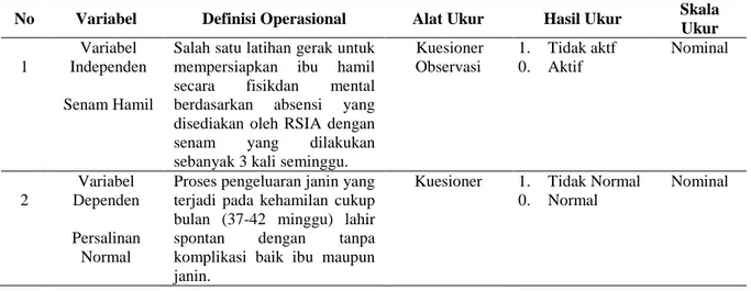 Tabel 3.1.  Definisi Operasional 