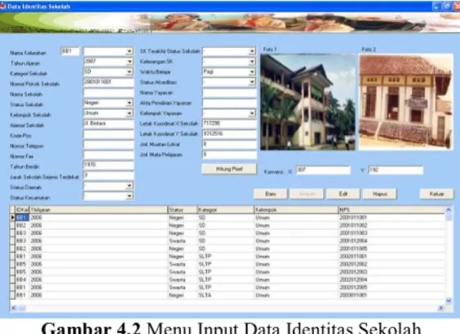 Gambar 4.2 Menu Input Data Identitas Sekolah  4.2.2 Form Menu Fuzzy  