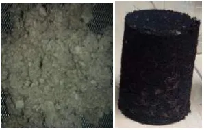 Figure 1. Durian peels fiber and coal briquettes with the ignition of durian peels fiber 