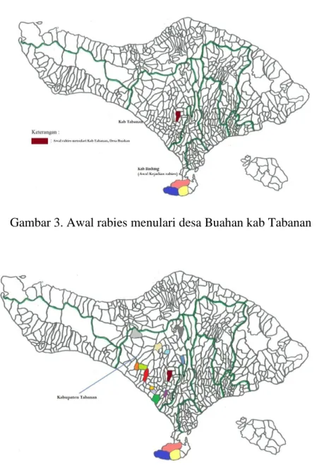 Gambar 3. Awal rabies menulari desa Buahan kab Tabanan 