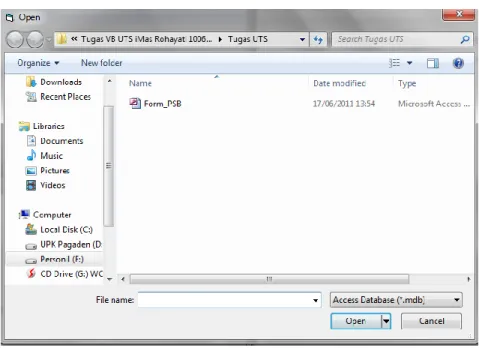 Gambar 6 Tampilan Explorer yang menampilkan Database Access yang telah ada di komputer 