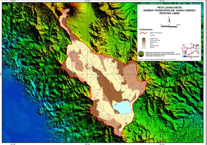 Gambar 2.1. Peta lahan kritis di sekitar Danau Kerinci 