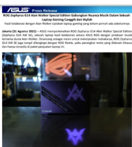 Gambar 3.4 Press Release Asus ROG 