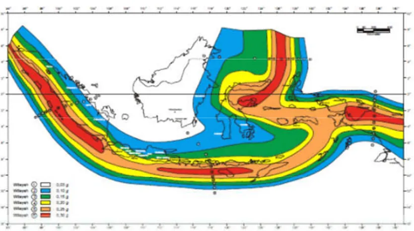 Gambar 2.7 Peta wilayah gempa Indonesia (SNI 03-1726-2002) 
